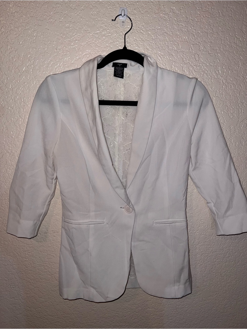 Stoosh White Women's Single-Button Shawl Collar Blazer
